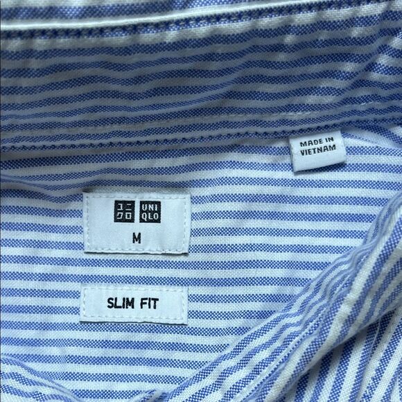 Uniqlo Men's Light Blue Striped Button Down Shirt - Picture 2 of 5